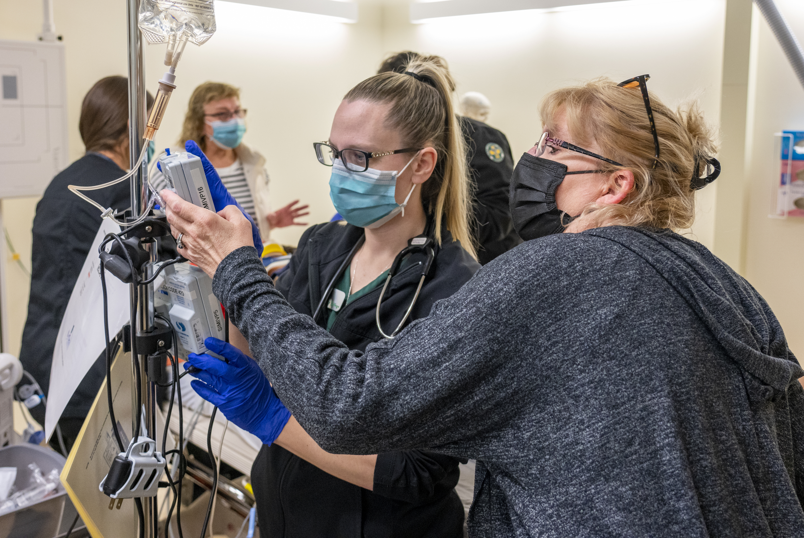 Healthcare students use real, state-of-the-art medical equipment